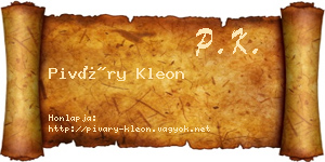 Piváry Kleon névjegykártya